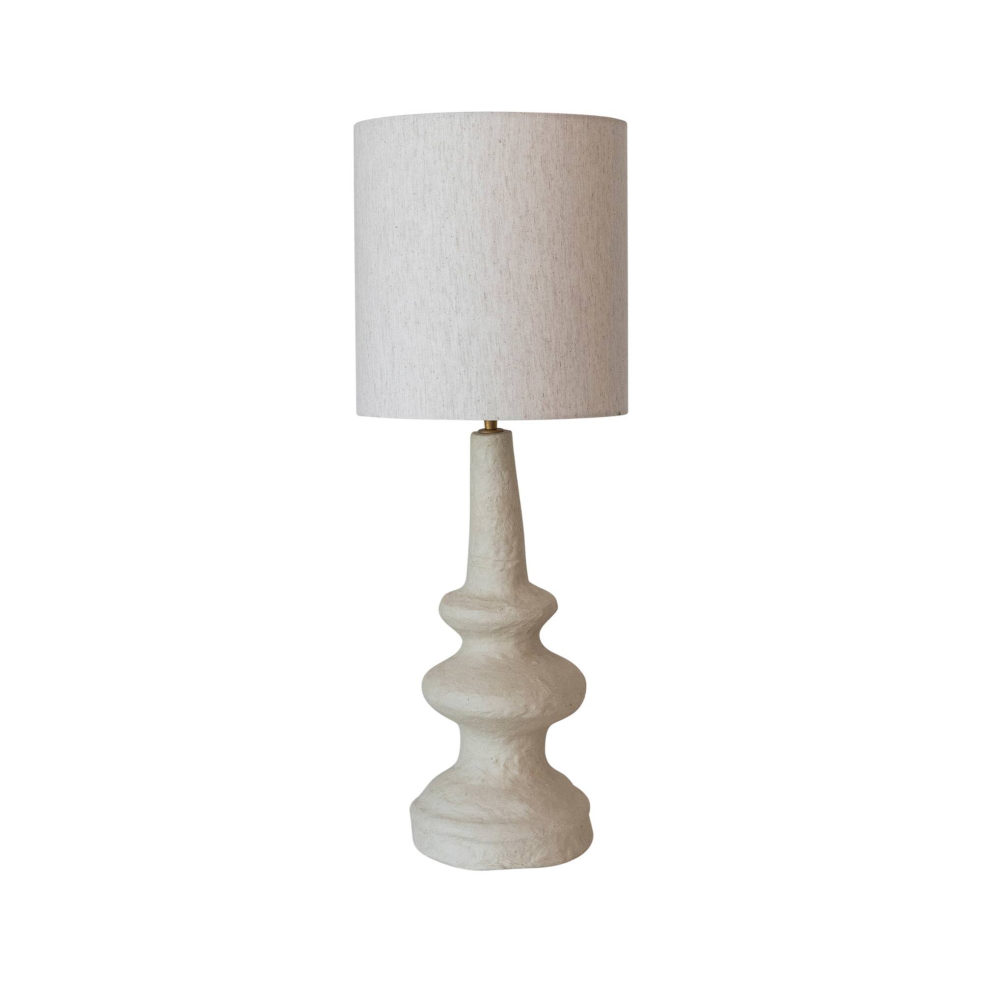 Hello Honey® 28" Natural Handmade Paper Mache Table Lamp with Cotton Shade